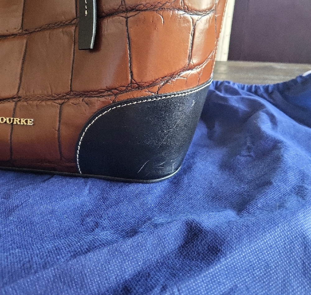 Dooney & Bourke Croc-Embossed Cognac and Black Dover Tote - Picture 4 of 13